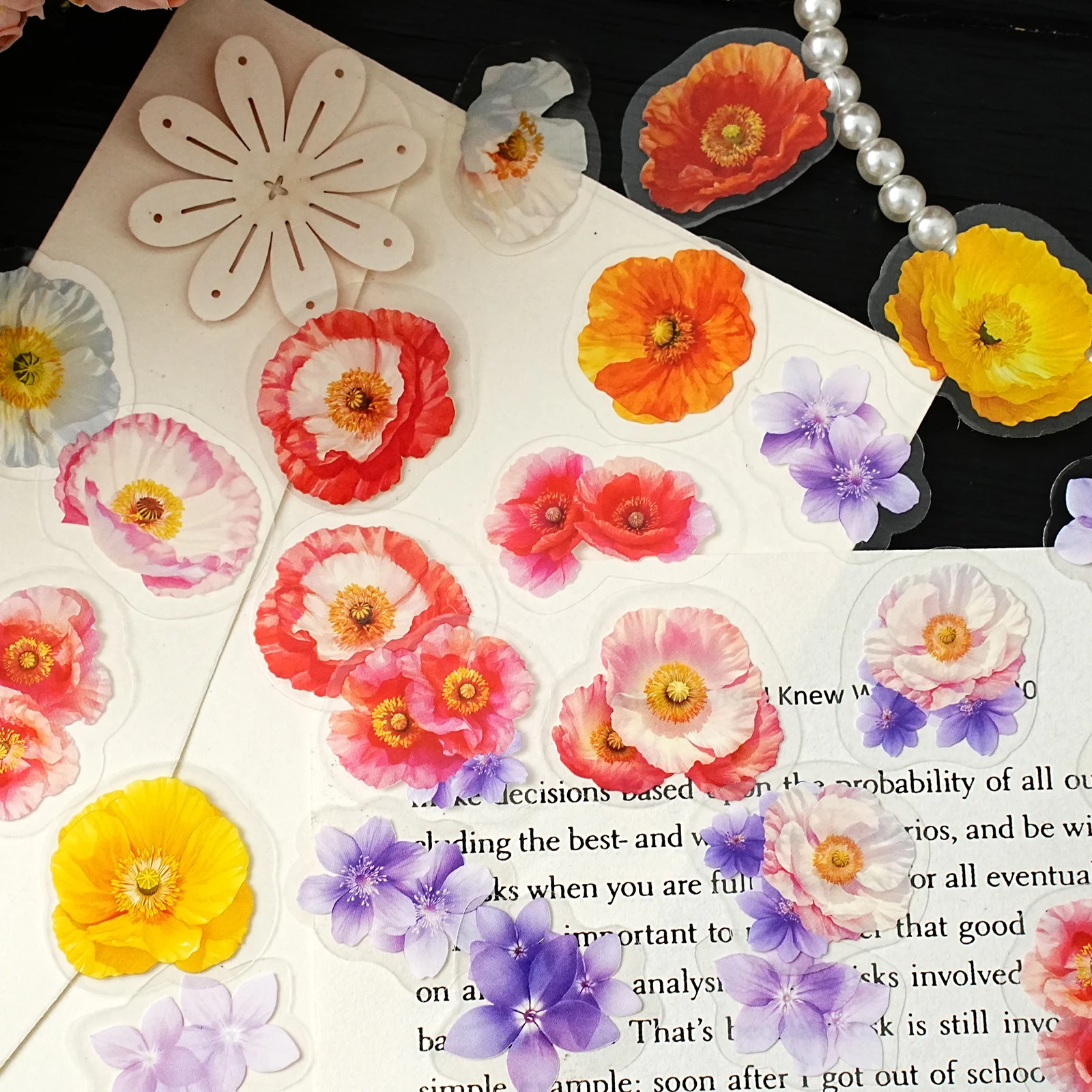 Etori Life Scorching Sunlight Aquarell Mohn Hortensie Aufkleber 50 Stück Journal Notebook Dekoration Blumenaufkleber für Laptop, Telefonaufkleber, Fotoalbum, handgemachtes Sammelalbum, Raumdekoration, Geschenkpapier, Geschenkpapier, Bäckversiegelung, Spielzeugaufkleber, Geschenk für Freunde