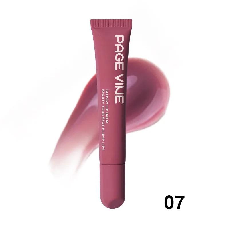 PAGE VINE Peptide Lipgloss, flüssig, wässrig, glänzend, Gelee-Tönung, Lippenfleck, feuchtigkeitsspendender, feuchtigkeitsspendender Lippenbalsam, sexy, prallere Lippen, Make-up