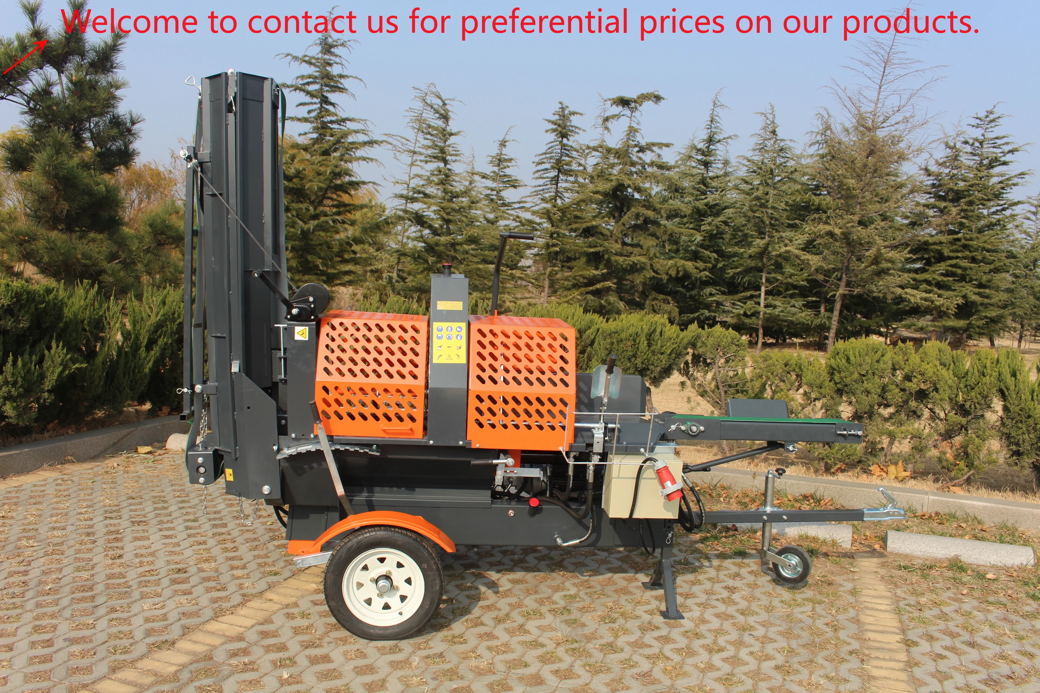 

RIMA Hydraulic Firewood Processor 7.5kw Electric Log Splitter Electric Motor 4 Ways Cut Hydraulic Infeed Table Log Conveyor