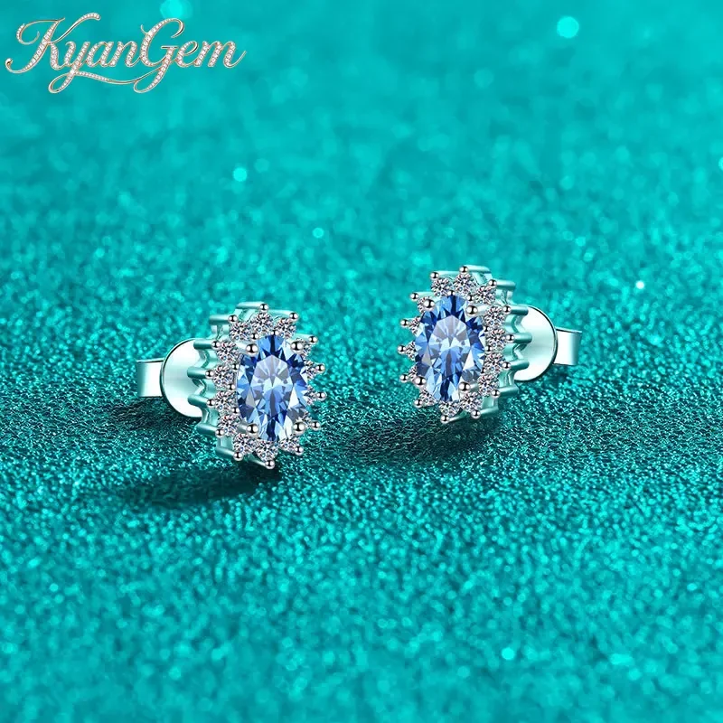 

Серьги KyanGem из 18-каратного золота с инкрустацией сапфировым синим муассанитом 50 баллов, многофункциональный дизайн, новые платиновые серьги PT950