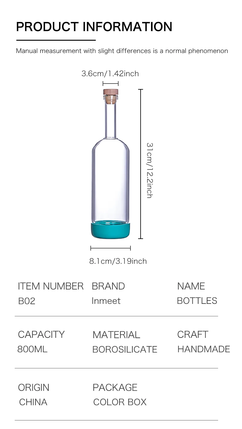 2PCS 800ml Inmeet Creative Bubble Wine Bottle Bar Juice Cocktail Oil Bottle with Scale Bartender Supplies