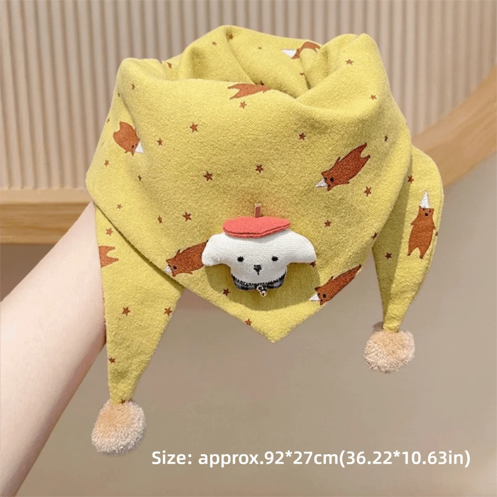 Nieuwe Cartoon Katoenen Driehoek Sjaal Verdikte Winter Warm Outdoor Kinderen Halsdoek Winddicht Baby Mond Handdoek
