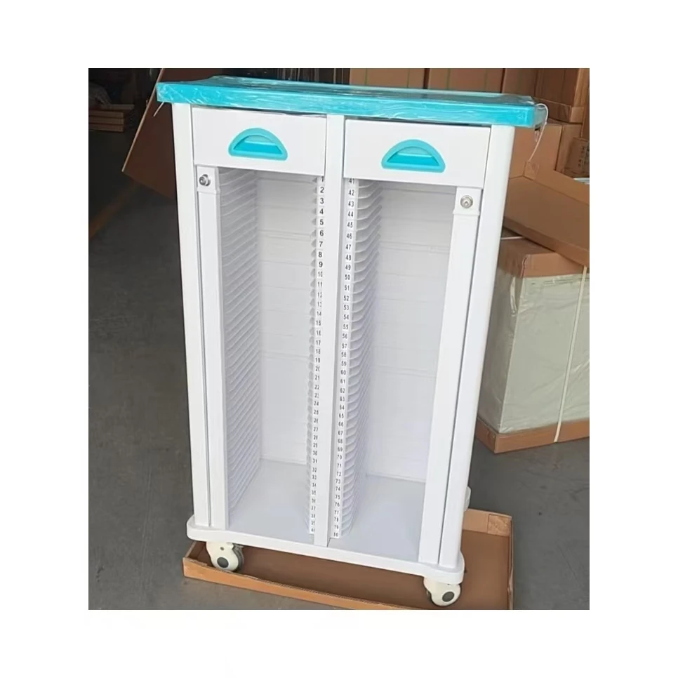 Najnowszy wózek medyczny z tworzywa ABS z szufladą, wózek na dokumenty medyczne, wózek szpitalny.