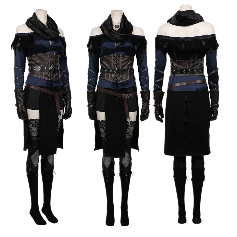 

Female Yennefer Cosplay Fantasia Costume Disguise for Women Girls Clothes Roleplay Medieval Costumes Halloween Carnival Suit