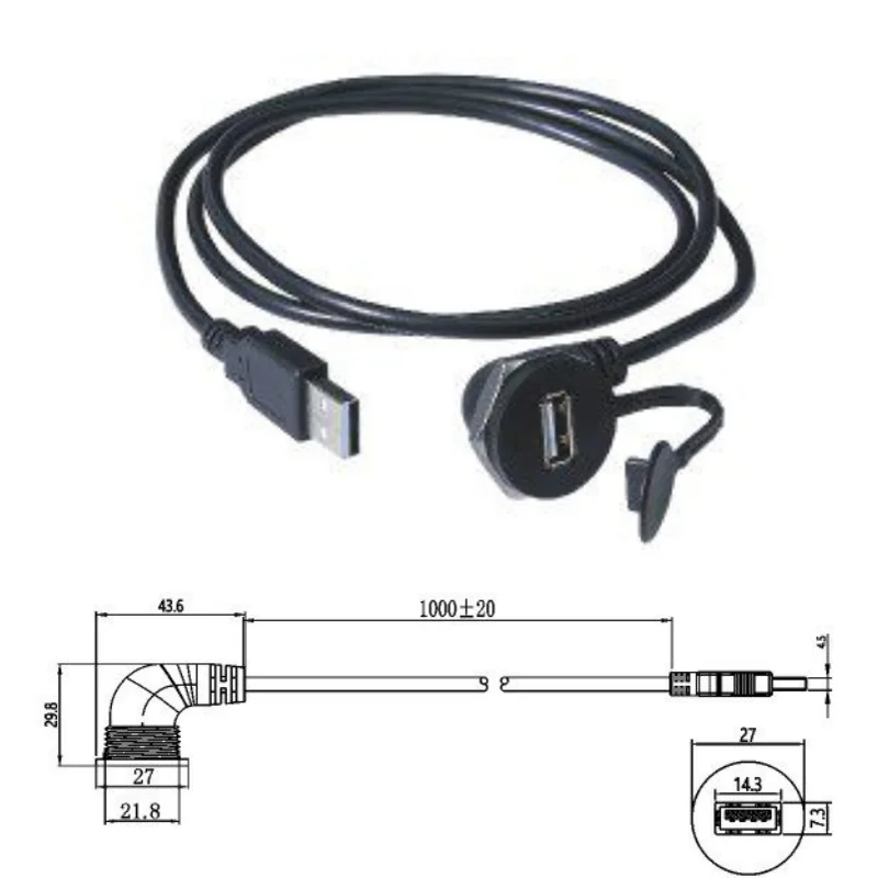 ELEWIND Panel mount USB female AB adapter adapter for industrial machine tools