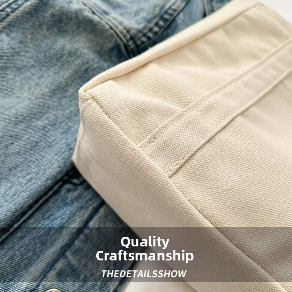 

Solid Color Large-capacity Canvas Bag Portable Blank Canvas Single-shoulder Bag Comfortable Handle Multi-functional