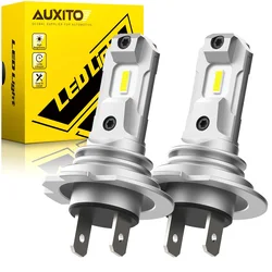 AUXITO-고출력 자동 전구 H7 LED 헤드라이트 전구 12000LM 60W, 폭스바겐 골프 7 MK4 파사트 B6 B8 푸조 207 아우디 A3 A4, 2 개