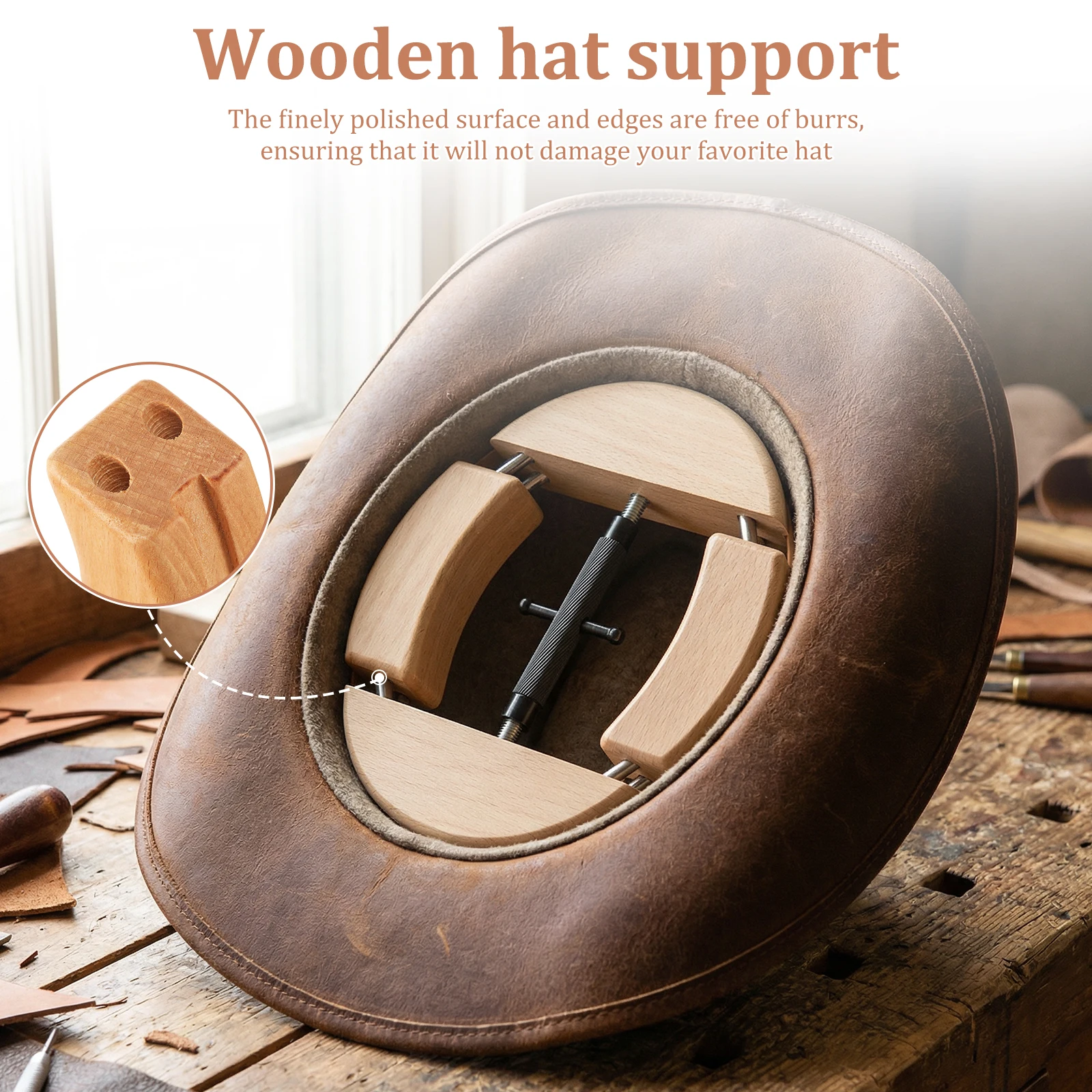 Hat Stretcher for Fitted Hat 4 Way Adjustable Wooden Jack Shaper for Cowboy and Baseball Cap Fedora Present for Hat Enthusiasts