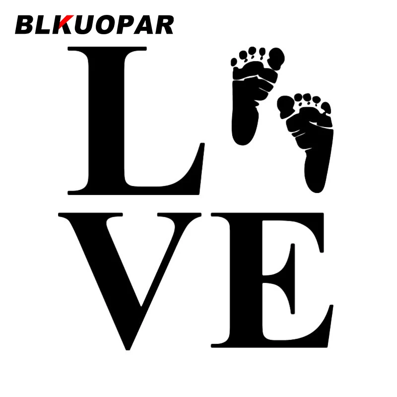 

BLKUOPAR Baby Love Footprint Graphics Car Stickers Anime Waterproof Decal Personality Creative Windows Bumper Vinyl Car Wrap