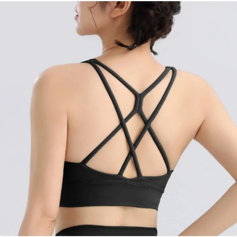 Solid Color Cross Fitness Bra Soft High Strength Women Tight Sport Top Comprehensive Training Gym Yoga Underwear