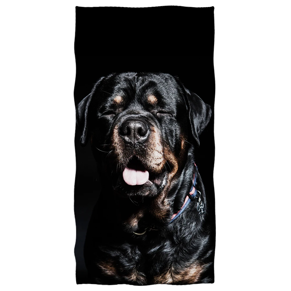 Pet Dog Beach Towel Rottweiler Design Sand Resistant Towel Microfiber Quick Dry Swimming Blanket Animal Yoga Gym Mat Women Men