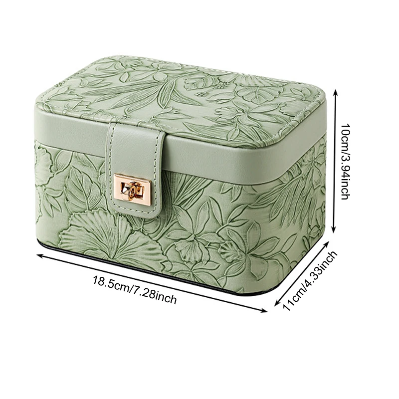 Light Luxury PU Printed Jewelry Box Large Capacity Necklace Bracelet Rings Earrings Boxes Travel Portable Jewellery Storage Case