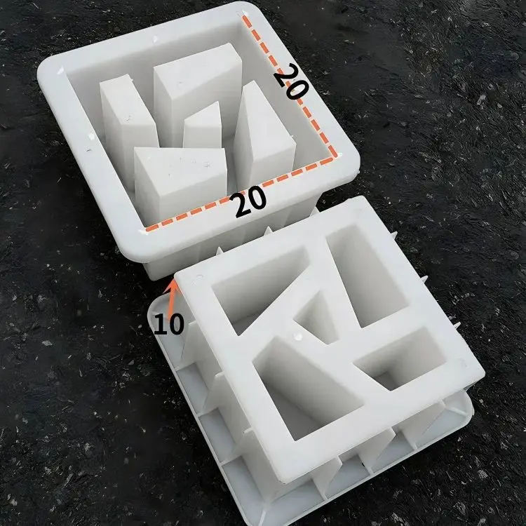 Hollow Brick Plastic Double Hole Cement Mold 20*20*10cm Decorative Wall Slope Protection Building Partition Art Hollow Brick