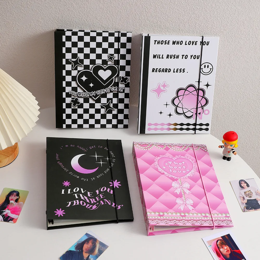 

A5 Korean Version Checkerboard Six Hole Loose Leaf Book, Student Three Inch Polaroid Photo Album, Star Chasing Girl Small Card