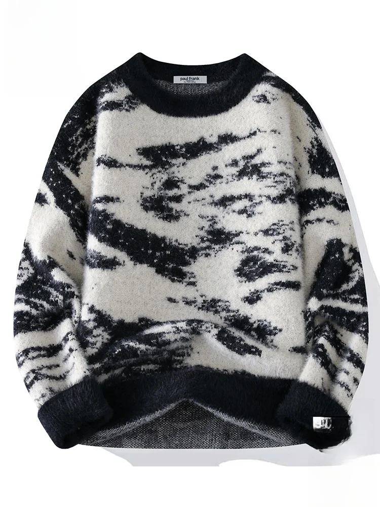 

Трикотажная одежда PaulFrank с эффектом тай-дай, свободный повседневный мужской свитшот модного дизайна, теплый топ на весенний сезон, с длинными рукавами и круглым вырезом.