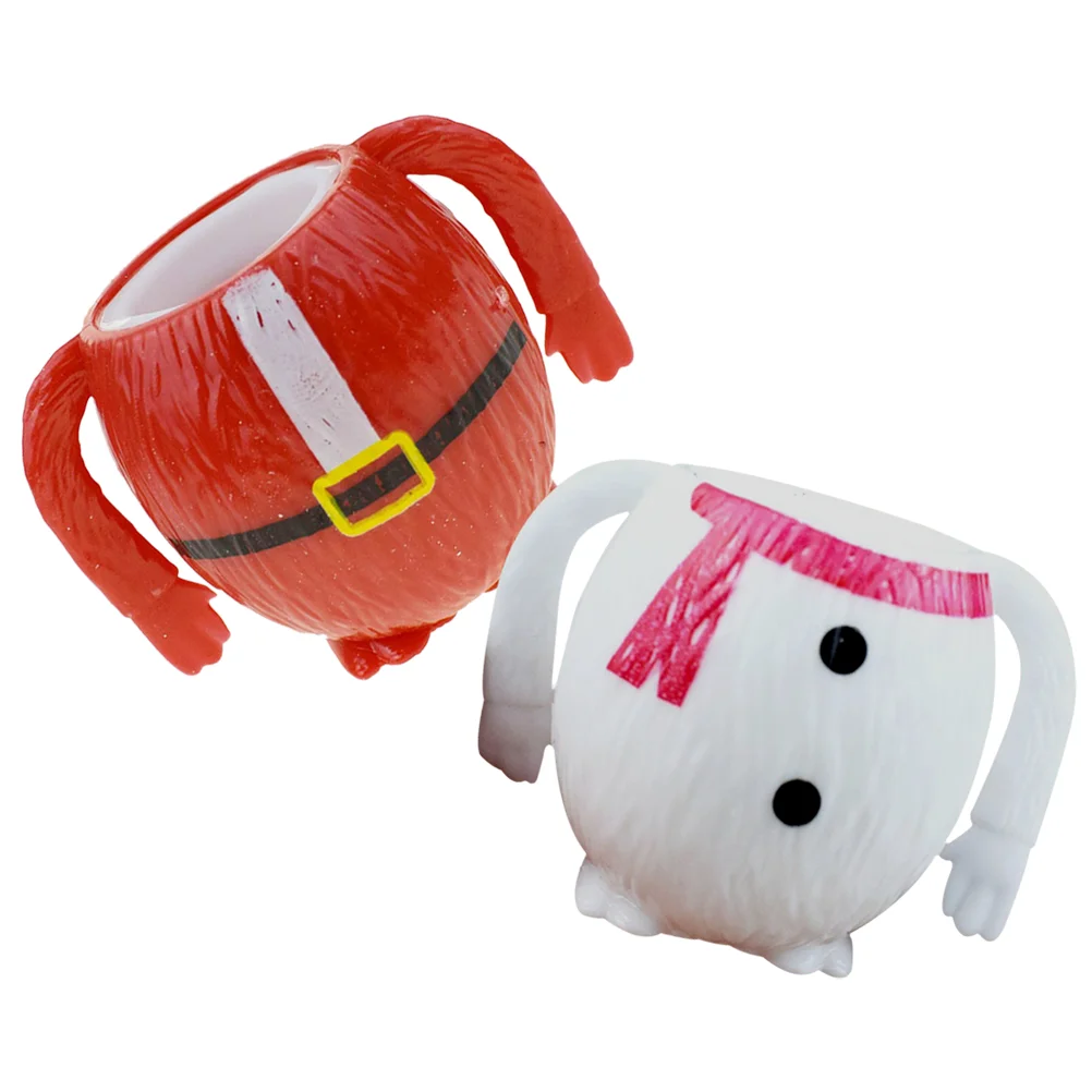 

2 Pcs Santa Snowman Squeeze Toy Small Gifts Christmas Pressure Plastic Party Favors for Office