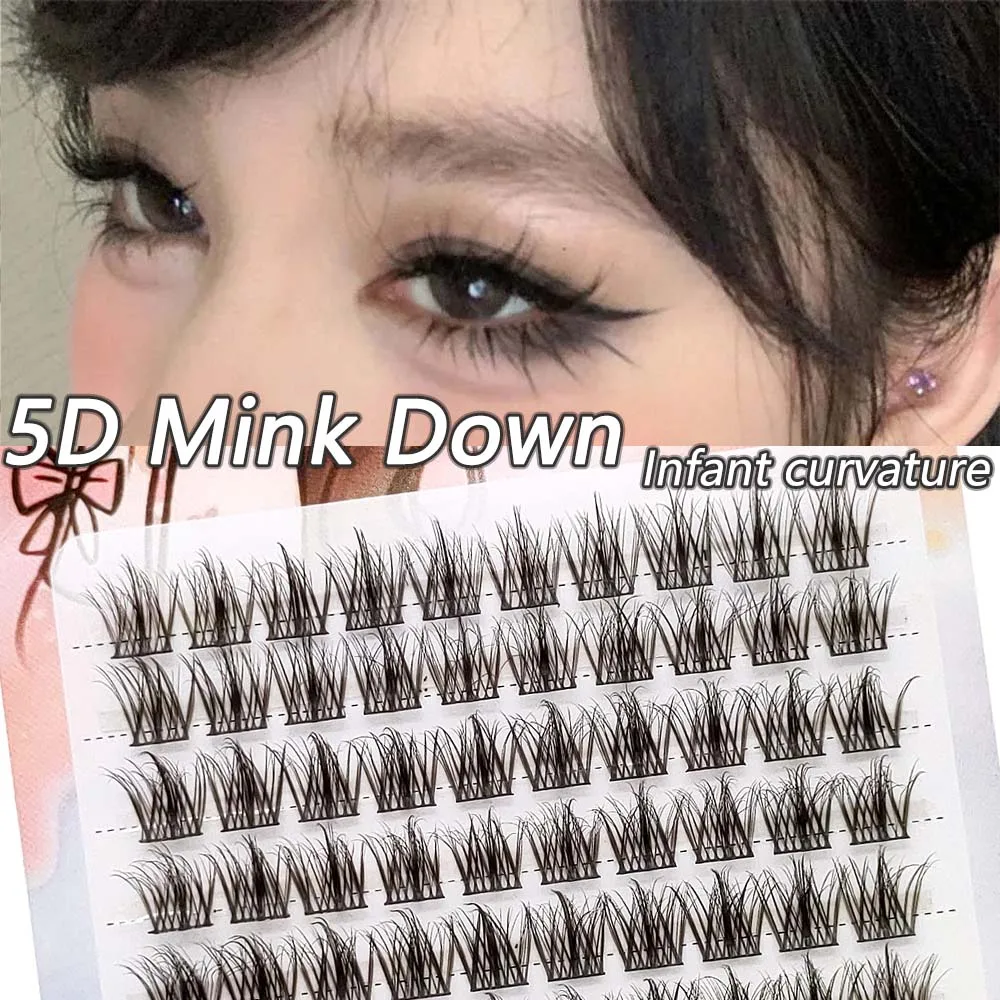 100 Cluster 5D Mink Manga Lashes Fluffy Individual Eyelashes Natural eyelashes extensions baby Curl Lazy Trilogy False Eyelashes