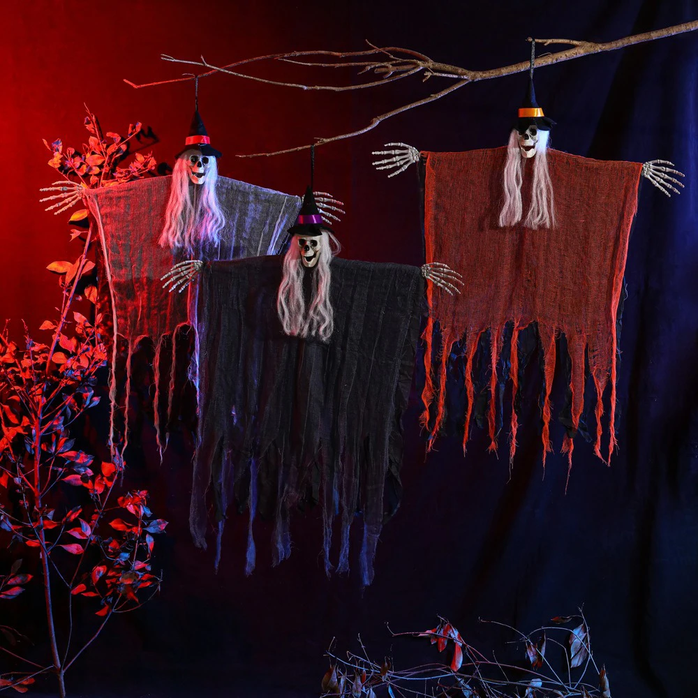 

Hanging Halloween Ghost Decor Scary Eerie Floating Specter Outdoor Garden Porch Decoration Spooky Party Props For Home Yard Tree