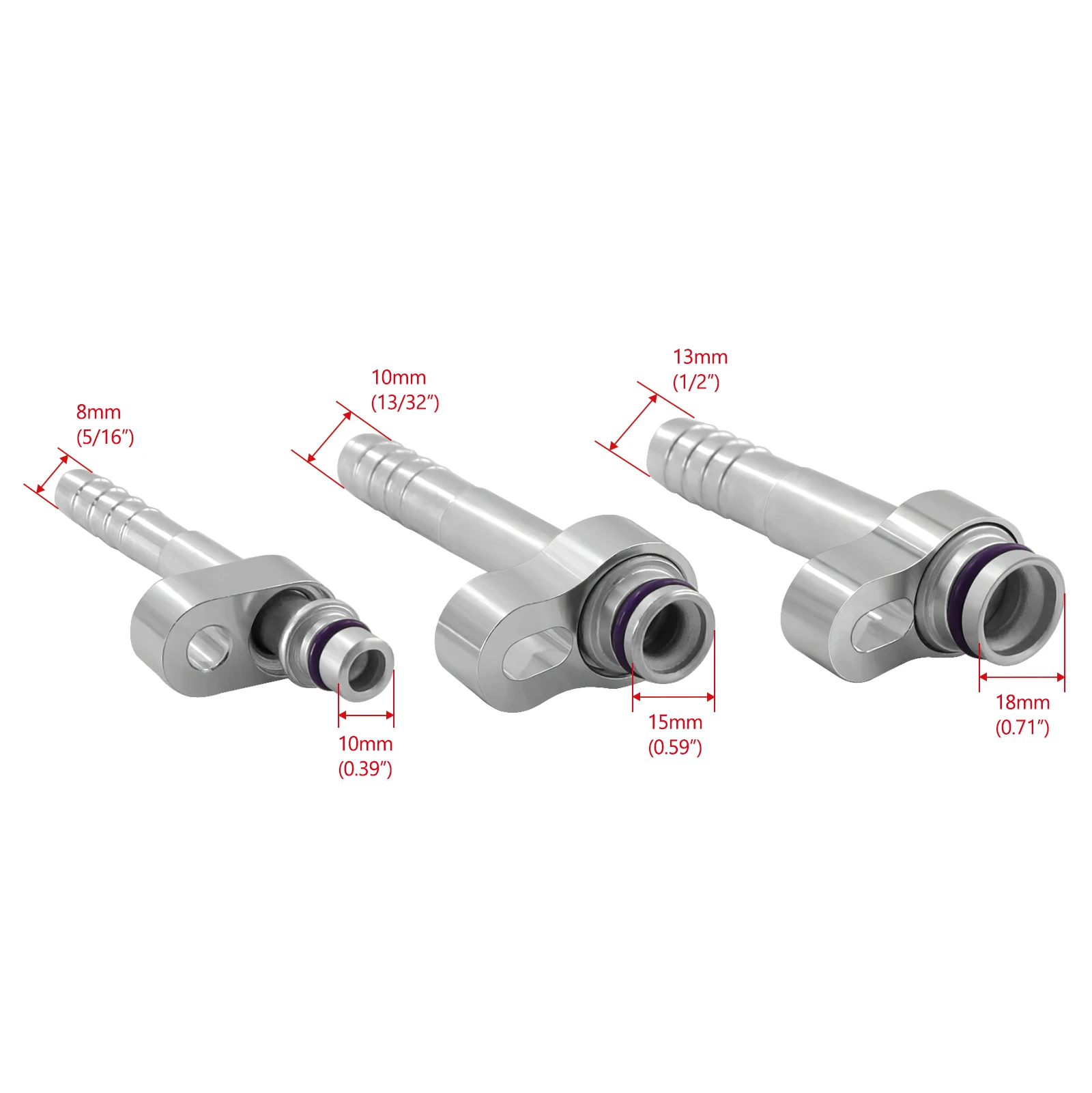 Aluminium Barb Fitting Straight / 90 Degree O-Ring for Air Conditioning Compressor Accumulator Radiator Aircon