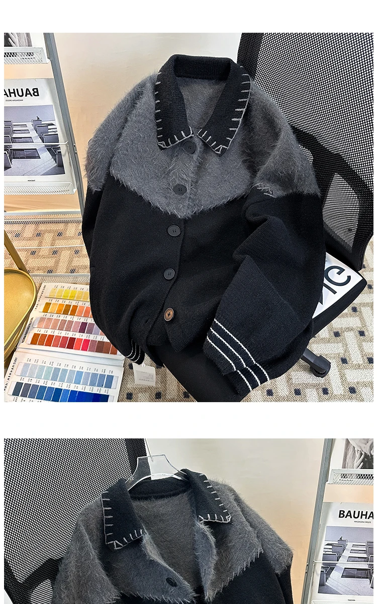 2025 Autumn New High-End Men's Cardigan Sweater Retro Design Turn-Down Collar Knitted Top Jacket Men's Style