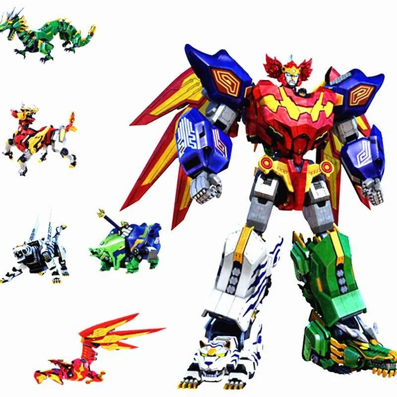 Children Toys Gifts 5 in 1 Assembly Dinozords Transformation Ranger Megazord Robot Action Figures Children Toys Gifts 2024