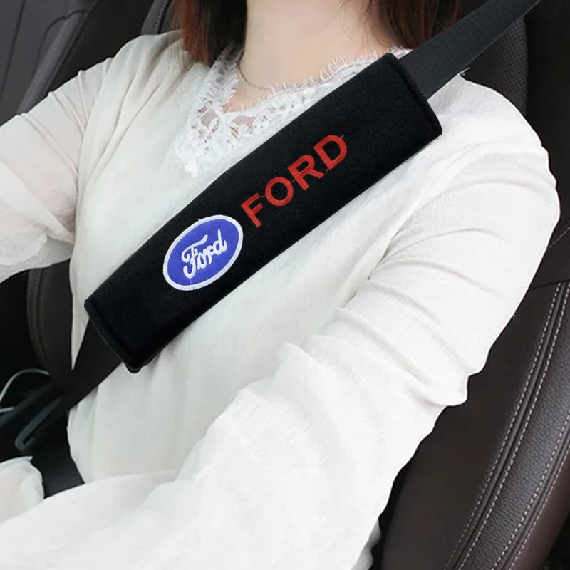 Auto Accessories Car Seat Belt Logo Cover Shoulder Pad Car Styling For Ford Focus Mondeo Kuga Fiesta MK7 Escort Edge 2 4 MK2 MK4