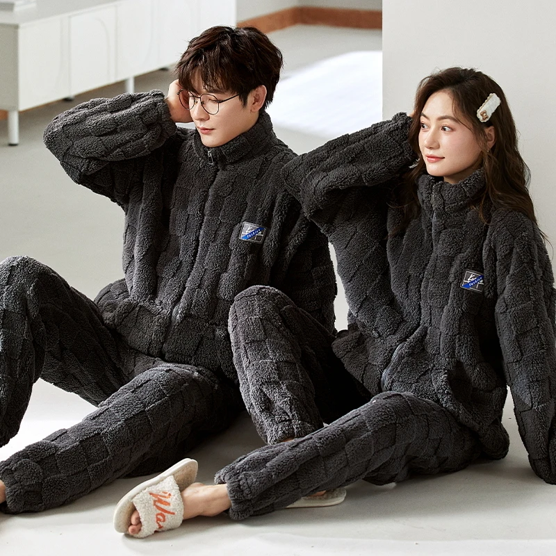 

Pajama Clothes Sets Women Wool Pyjama Set Ladies Winter Classical Design Button Front Long Sleeve Pants Warm Heavy Seasonal 2026