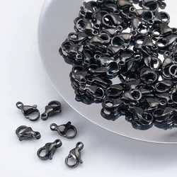 20pcs Black Stainless Steel Lobster Clasps&Hooks 9/10mm Claw Connectors for Jewelry Making DIY Bracelet Necklace Chain Closure