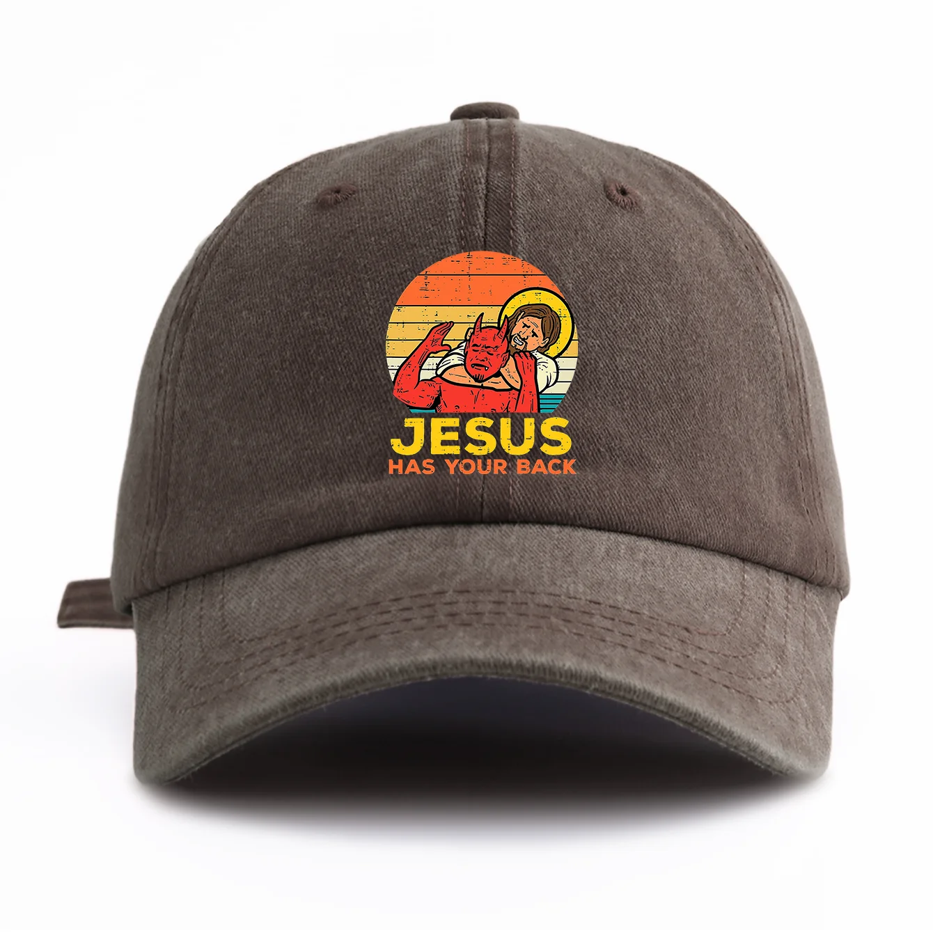 Gorra de béisbol lavada con estampado de JESUS HAS U BACK para adultos, sombrero de papá ajustable suave informal de estilo Retro minimalista, perfecto como regalo, 1 ud.