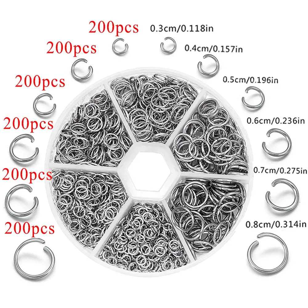 

1200pcs Stainless Steel Jump Rings&Split Rings Connector for DIY Necklaces Bracelet Earrings Keyrings Jewelry Making Accessories
