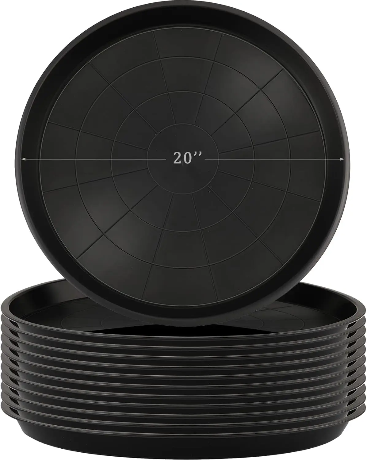 

Набор из 12 прочных пластиковых поддонов для растений, большие круглые подставки для воды для использования в помещении и на улице (20 дюймов)