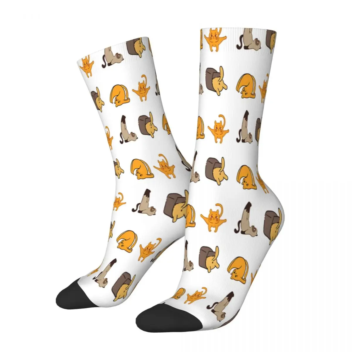 Doing Yoga Cats Socks Male Mens Women Autumn Stockings Polyester