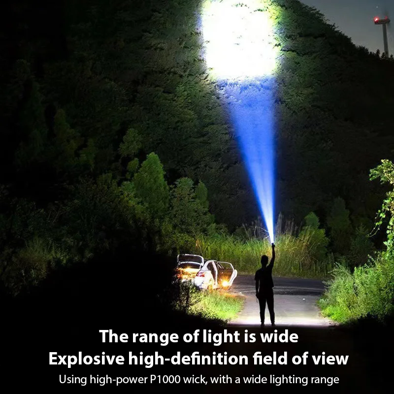 Multi-Functional Strong Light Enhancing Flashlight Outdoor Hiking and Exploration USB Rechargeable LED High-Beam Flashlight