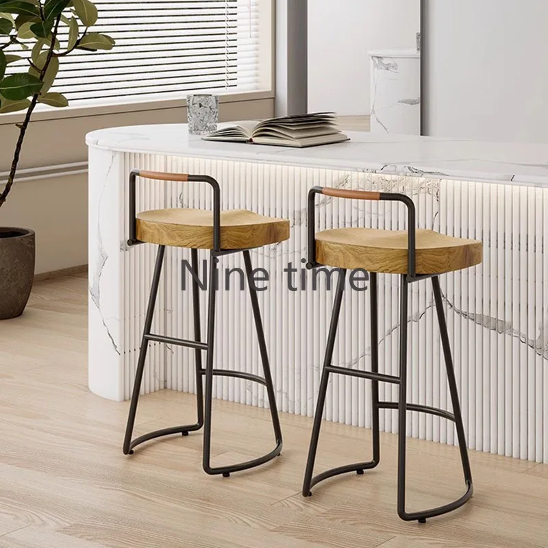 Retro Wooden Reception Dining Bar Chairs Accent Nordic High Library Kitchen Bar Chairs Office Metal Tabourets De Bar Furniture