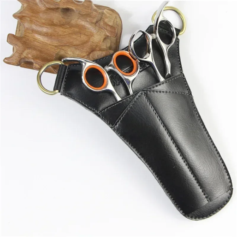 Black Leather Haircut Scissors Bag 17.5cm x 8cm