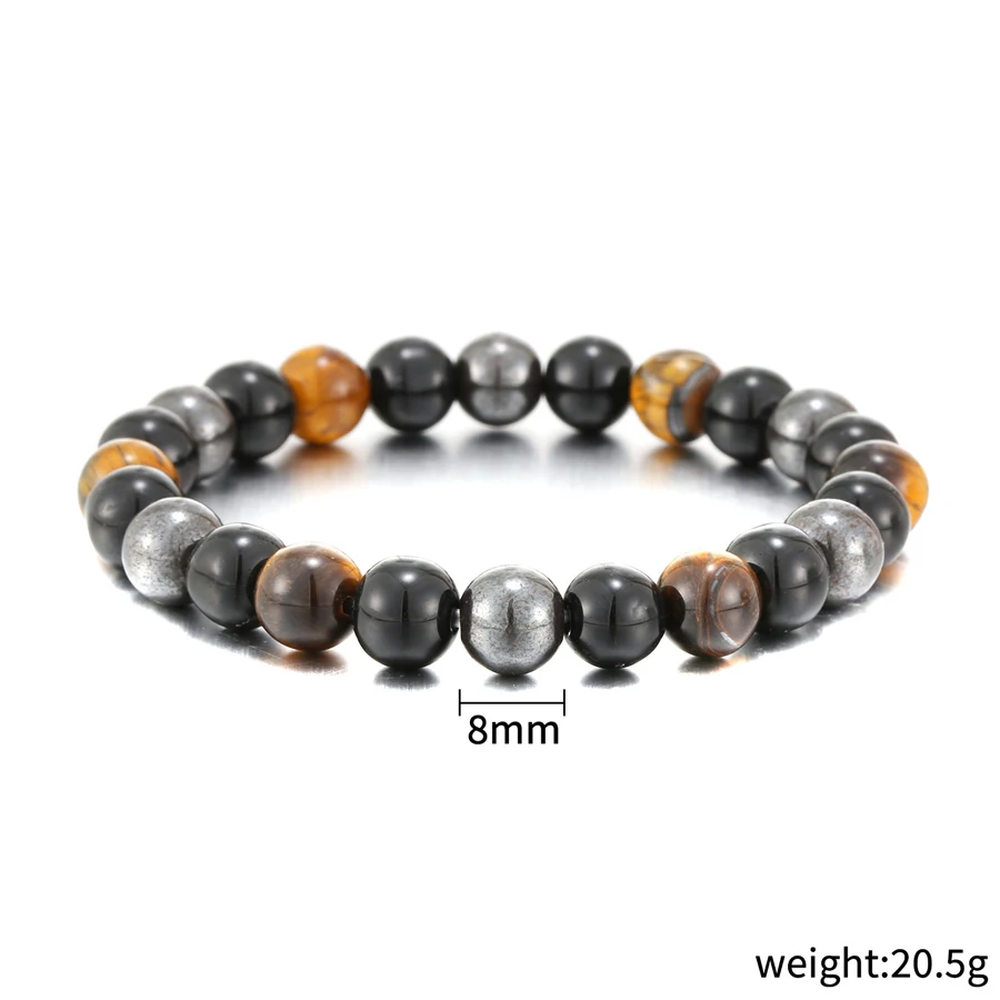 Natuurlijke Zwarte Obsidiaan Hematiet Tijgeroog Kralen Armbanden Mannen voor Magnetische Gezondheidsbescherming Vrouwen Soul Sieraden Pulsera Hombre - afbeelding 2