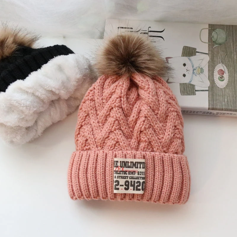 Korean baby hat Autumn and winter children\'s knitted hat boys and girls baby thickened with wool hat tide