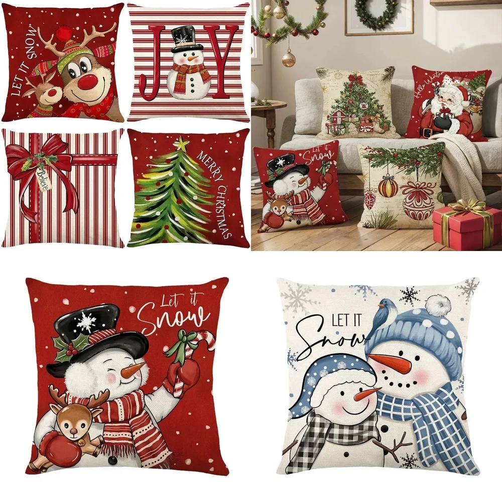 

45cm Christmas Cushion Cover Pillowcase Holiday Home Decor Xmas Ornament Festive Throw Pillow Cozy Living Room Decoration