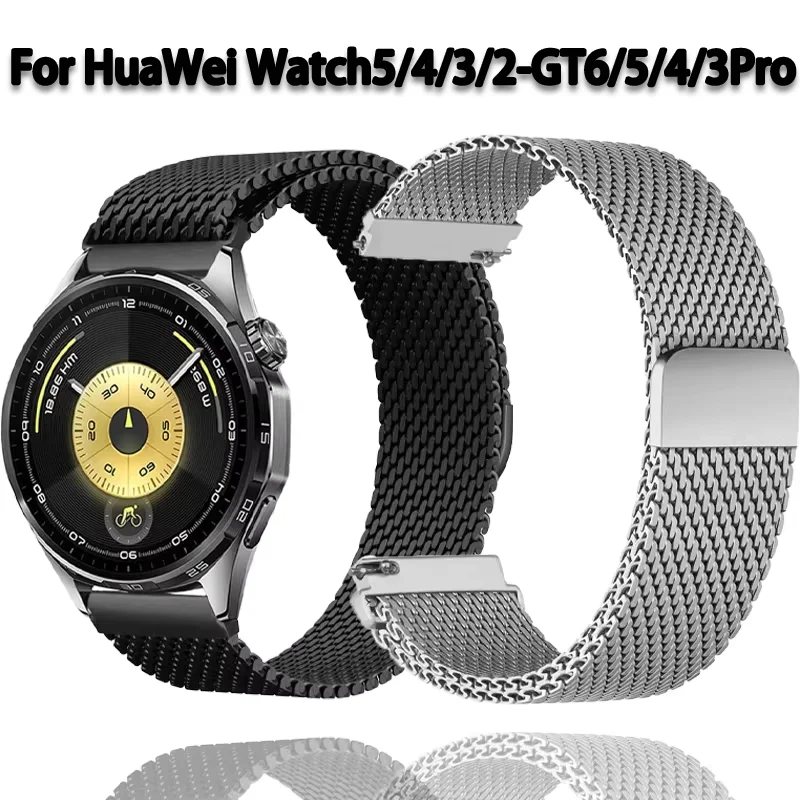 22mm 20mm 18mm Stahl-Mesh-Armband für Huawei Watch 5-4/GT6-5-4 Pro 46mm Metall-Milanese-Magnetband Amazfit Active 2/Bip 6 5 Armband