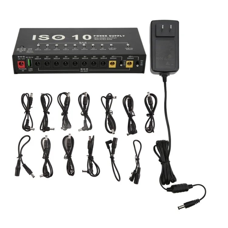 

Hooqu Guitar Pedal Power Supply 10 Isolated Output Multi Effect Power with 2 Adjustable Voltage Plug 100240V