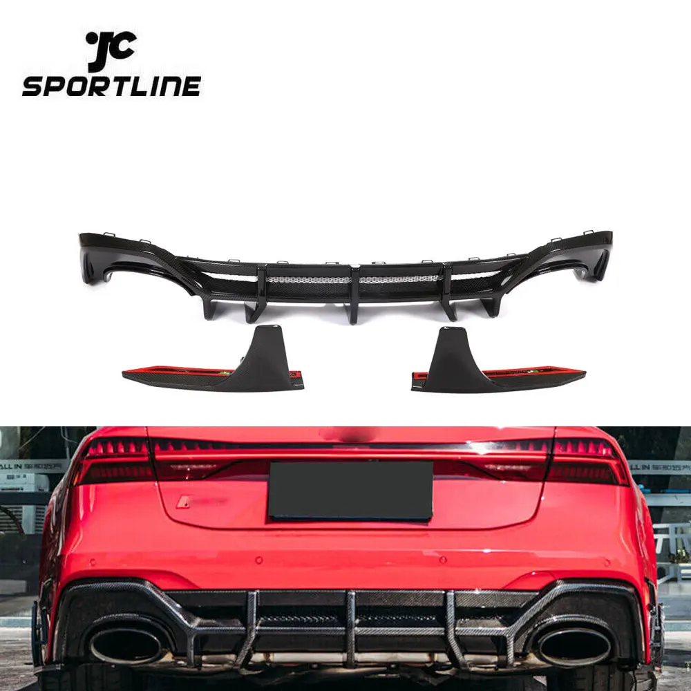 A7 RS7 Dry Carbon Fiber Rear Diffuser Lip For Audi RS7 Sportback Hatchback 4-Door 2020-2021