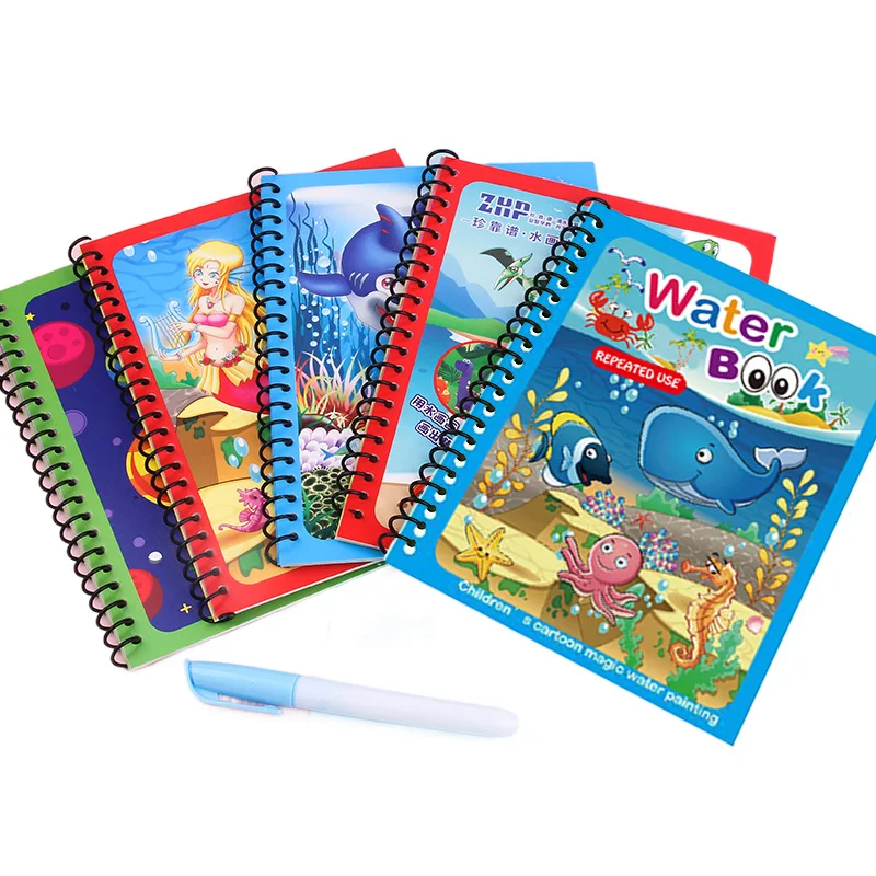 1 قطعة كتاب رسم مائي مع قلم مائي قابل لإعادة الملء لوحة رسم سحرية قابلة لإعادة الاستخدام هدية كرتونية لطيفة للبنين والبنات TMZ #1