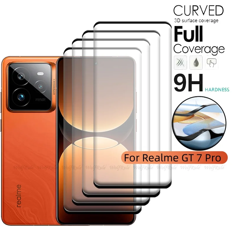 

1/2/3/4PCS For Realme GT 7 Pro Glass OPPO Realme GT 7 Pro Tempered Glass 9H Full Cover Curved Screen Protector Realme GT 7 Pro
