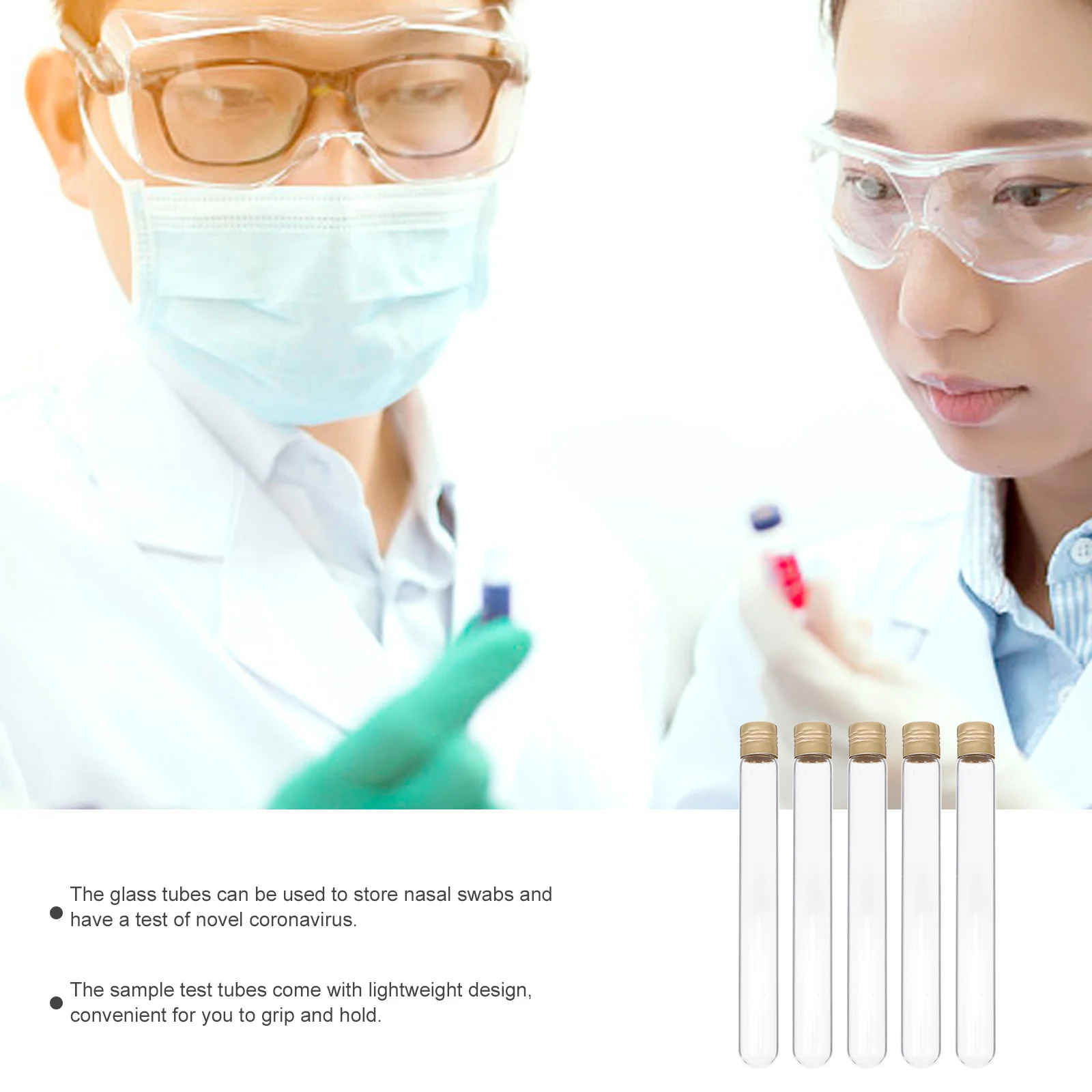 5Pcs Spiral Screw Cap Sample Tubes High-Grade Glass Testing Tubes for Medical Blood Sample Collection Sampling Tube