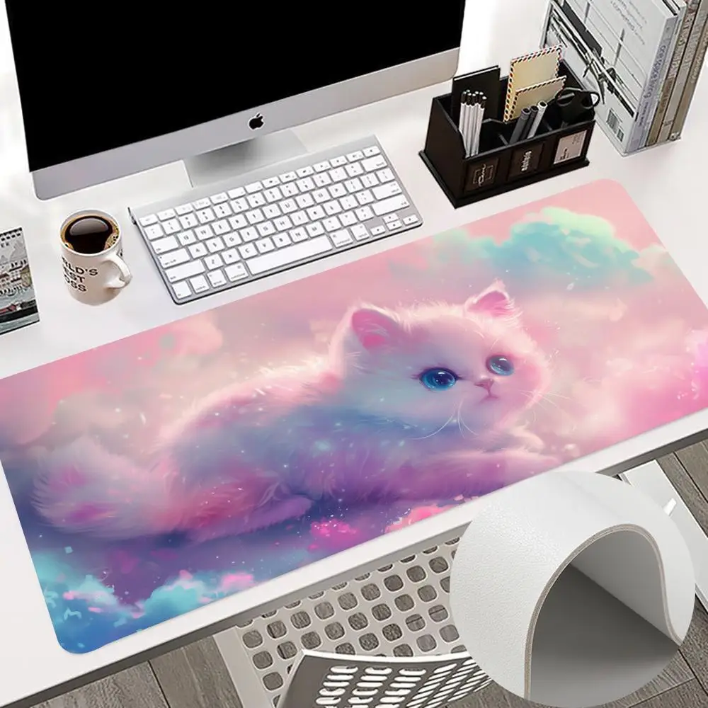 

Cute Cat Mouse Pad 900x400mm Keyboard PC Desk Pads HD Printing 700x400mm Computer Double Sided Leather Non-slip PU Mouse Pads