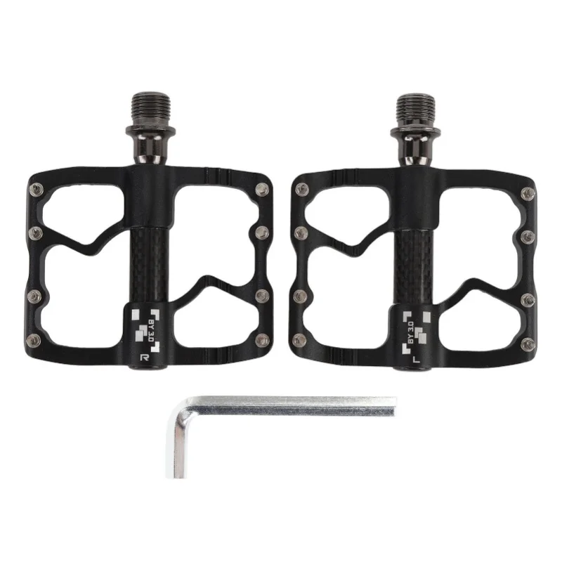 

1 Pair Cycling Pedals Carbon Fiber Center Tube Aluminum Alloy 3 Bearings Lightweight Non Slip Pedals