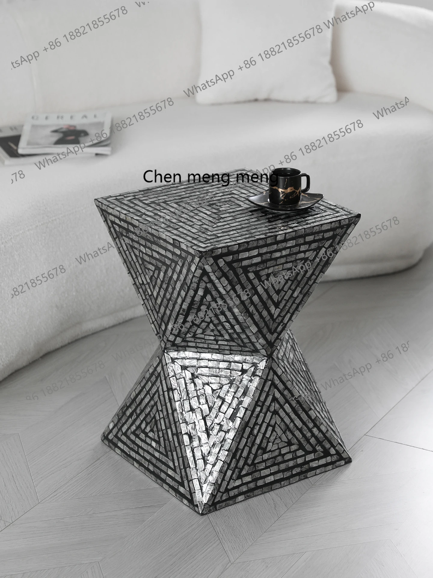 Wabi-sabi style handmade snail shell side table, living room art decoration coffee table