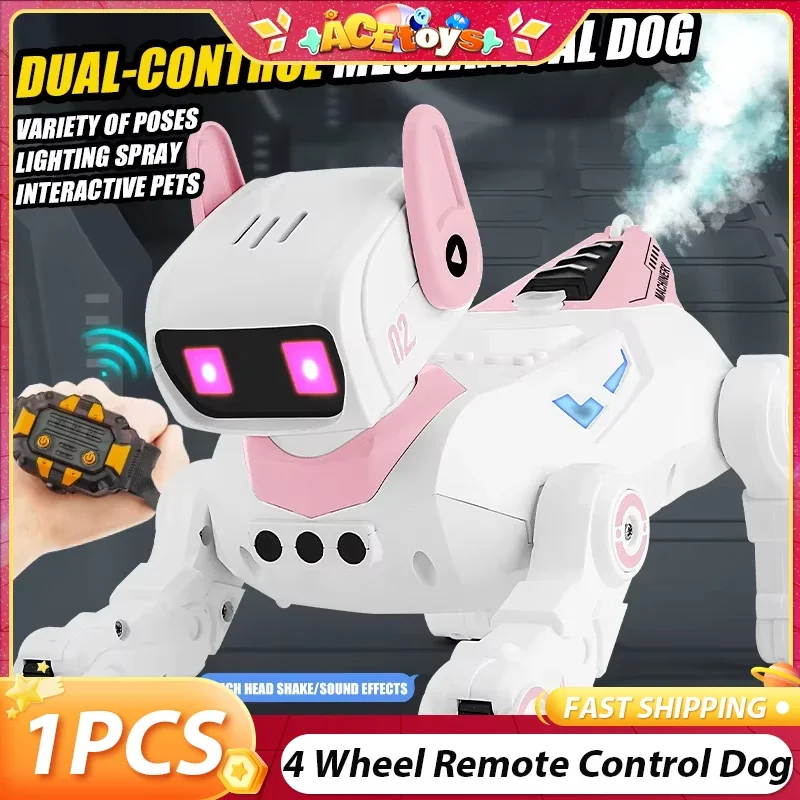 Afstandsbediening Hond met spray en geluid Licht 2.4G 4-wiel Intelligent uithoudingsvermogen Plezier Veilige aanraakinteractie Elektrisch dierenspeelgoed