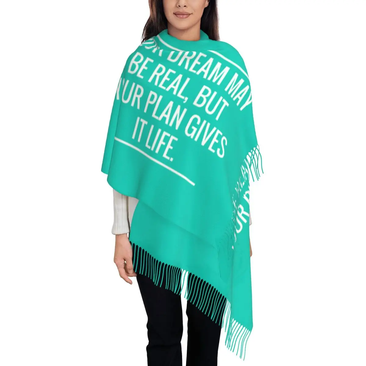 Custom Christian Jesus Quotes Scarf for Women Stylish Winter Fall Shawl Wraps Tassel Wraps