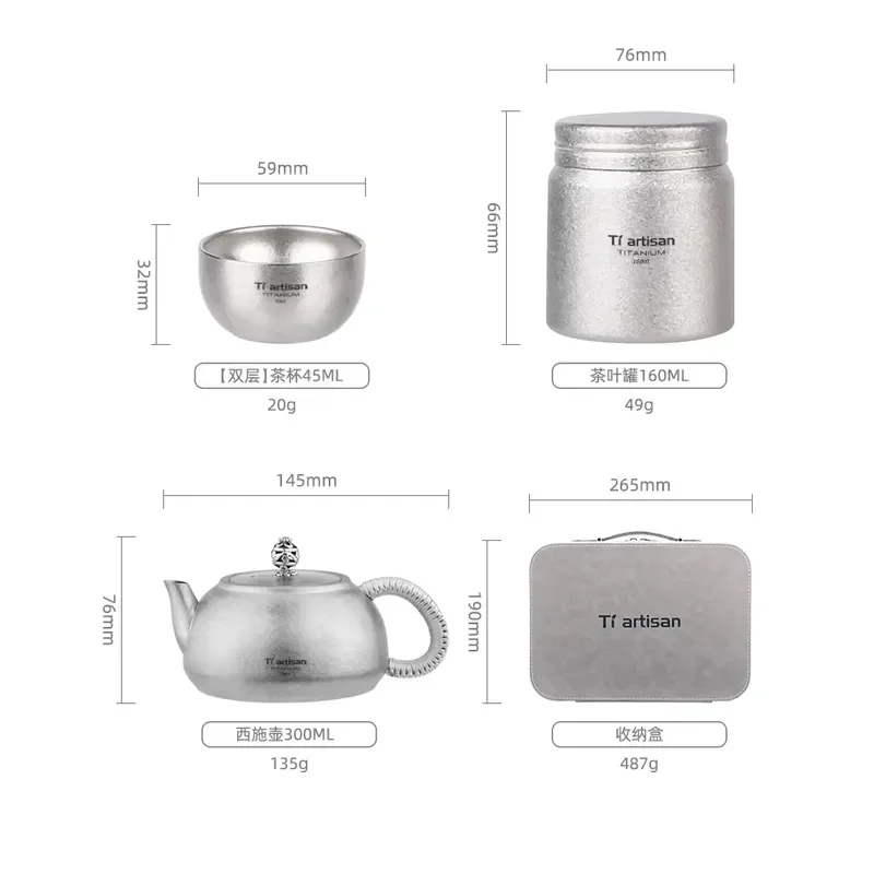Portable Titanium Teapot with Filter Mini Coffee Tea Set for Outdoor Camping Picnic Travel Lightweight Kettle Tableware Gear